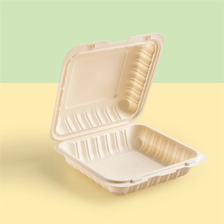 Hinged To-go Corn Starch Food Container 9x9inch