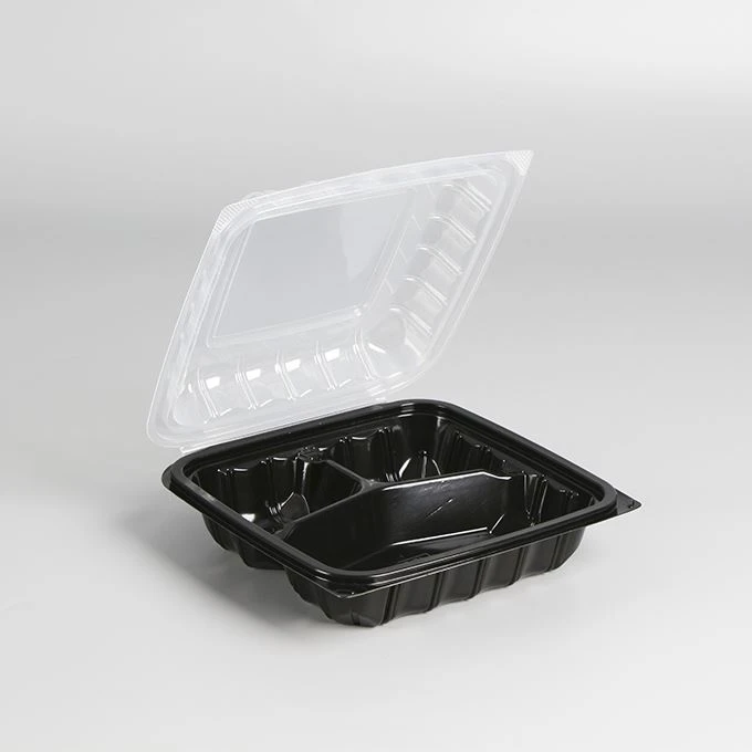 Novi dolazak Dvobojna plastična kutija za ručak Jednokratna kutija za ponijeti sa zglobnim poklopcem Spremnik za hranu Deli za super tržište
